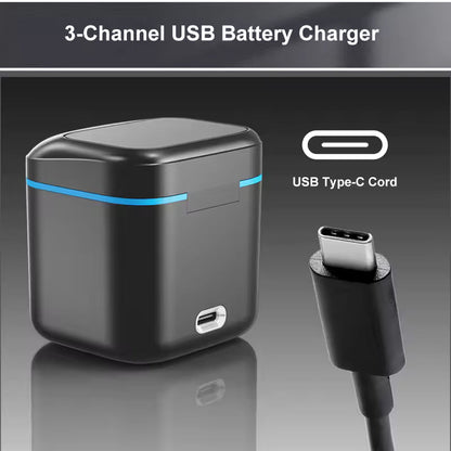 Caricabatterie originale per GoPro Go Pro Hero 8 7 6 5 Nero